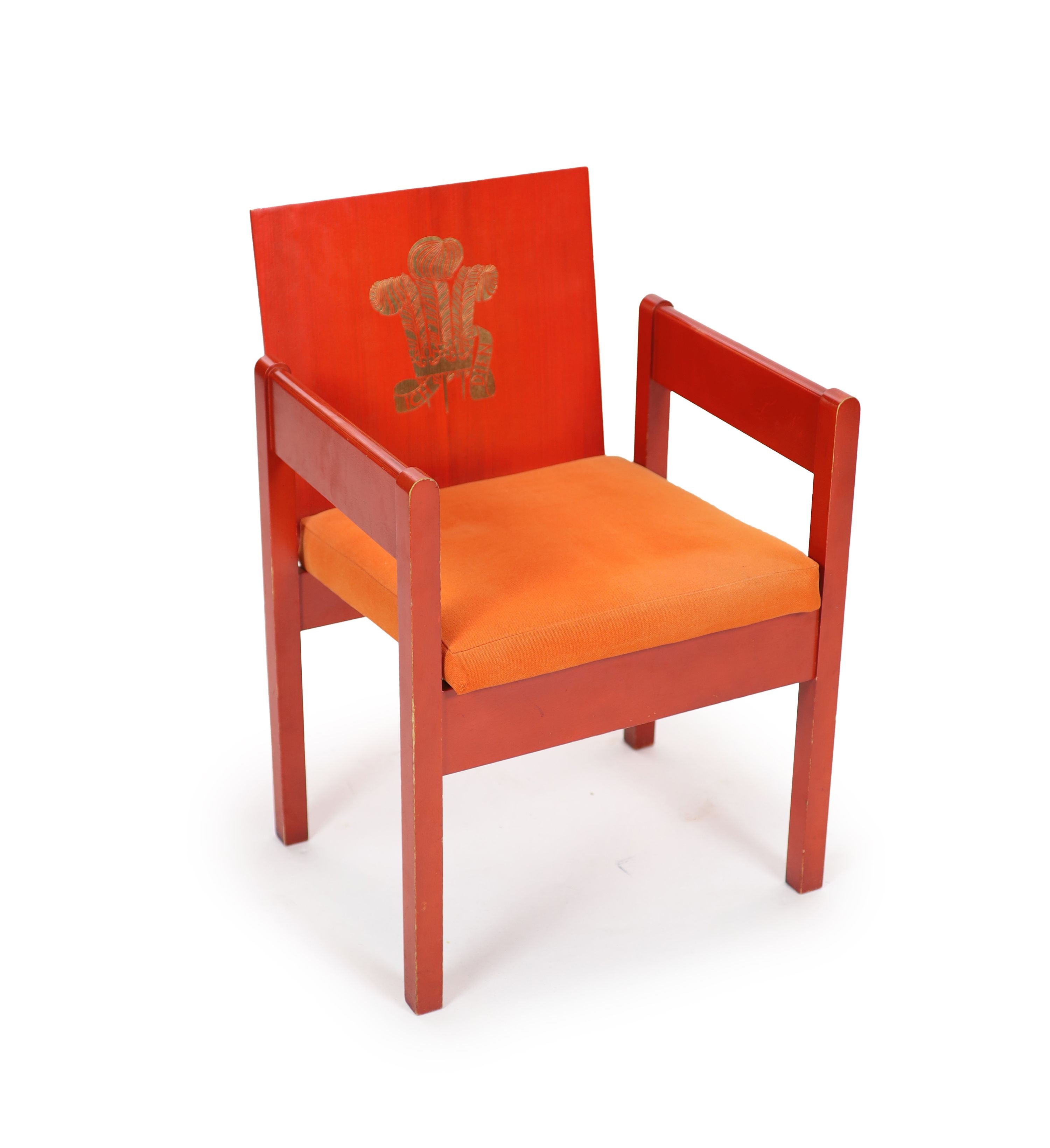 A Prince of Wales investiture chair, 1969 H 79cm.